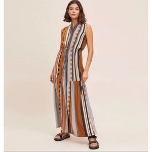 Anthropologie/Maeve Tie-Waist Patterned Maxi Dress